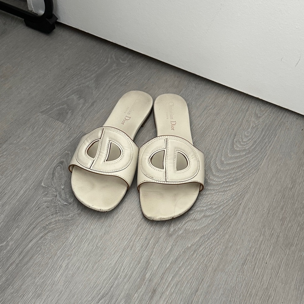 Dior Cream Slide Sandals